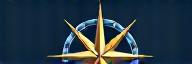 Iron Compass logo - a stylized compass in blue and gold on a dark background